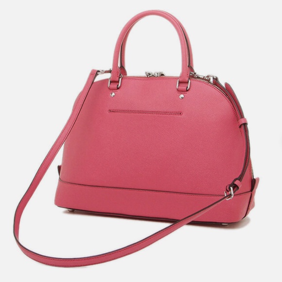 NWT Coach Sierra Satchel in Crossgrain Leather 57524 Silver / Strawberry - Picture 3 of 4